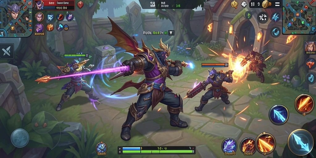 Screenshot F08 menampilkan aksi intens dalam pertempuran 5v5.