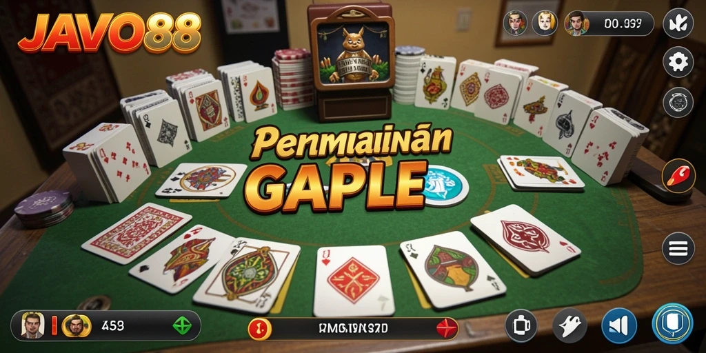 Tampilan gameplay JAVO88 dengan pengalaman Gaple yang seru.