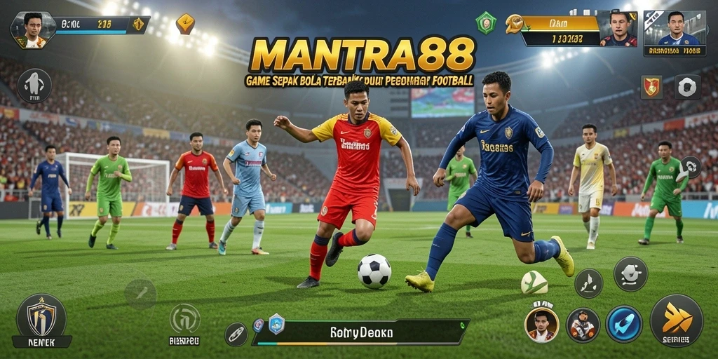 Tampilan gameplay seru di MANTRA88 dengan aksi sepak bola yang mendebarkan.