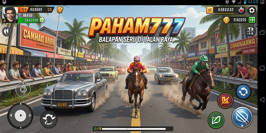 Tangkapan layar menunjukkan aksi balapan mendebarkan di PAHAM777.