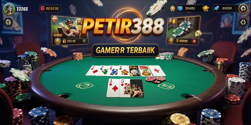 Screenshot gameplay PETIR388 menampilkan aksi poker yang seru dan interaktif.