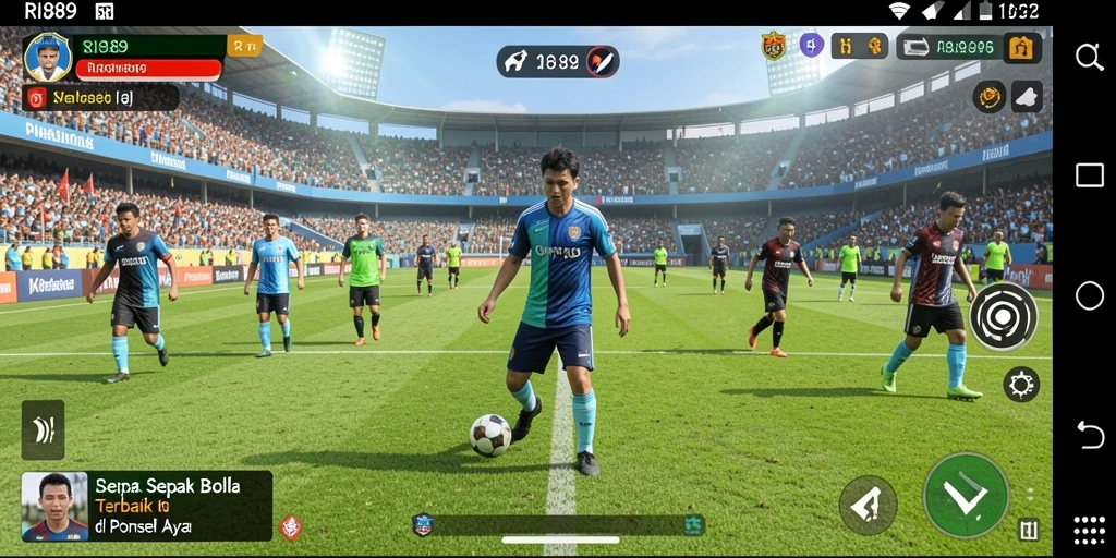 Tampilan gameplay RI889 yang mendebarkan dan interaktif dipenuhi aksi sepak bola.