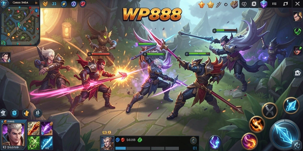 Tampilan gameplay seru di WP888 dengan pertarungan intens.
